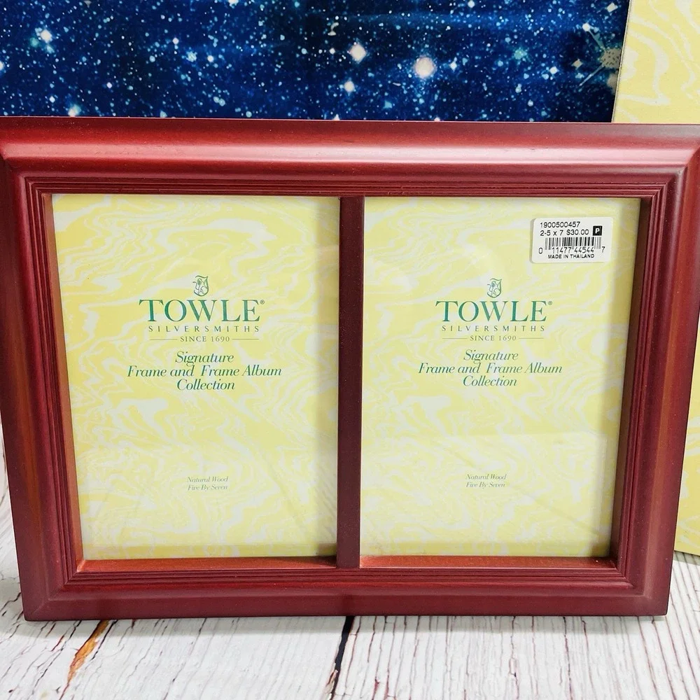 Towle Silversmiths Natural Wood Double 5x7 Picture Frame‎ Signature Collection